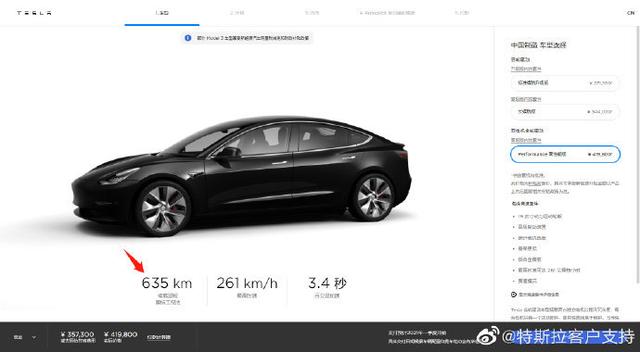 特斯拉国产Model 3性能规格公布，续航里程635km