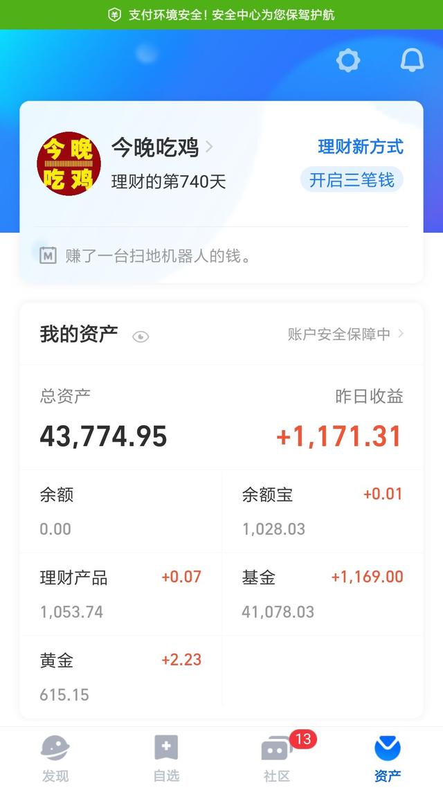 三女一男的理财日记，理财的第740天！29日再次日收益过千