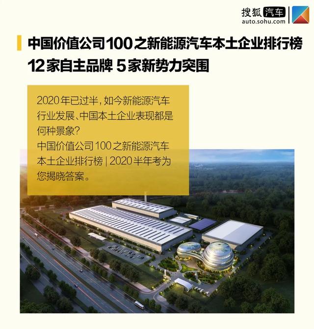 中国价值公司100新能源汽车排行榜 | 12家自主品牌 5家新势力突围