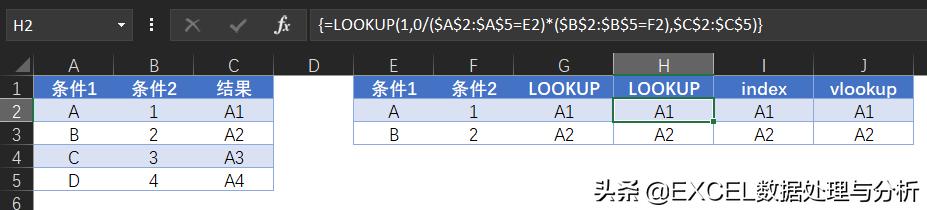 Excel多条件查找文本的方法