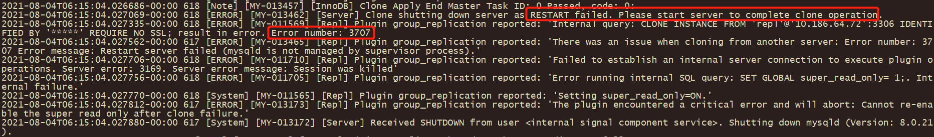 故障分析 | MySQL clone 自动重启失败的解决方式