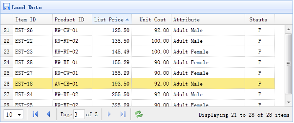 jQuery EasyUI 数据网格 - 设置排序